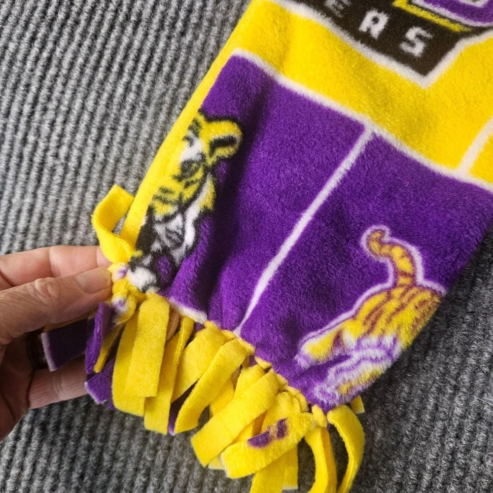 LSU Tigers Scarf Mens One Size Purple Yellow NCAA Football Fleece Fringe